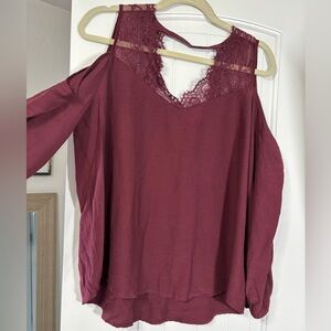 Sophie Rue blouse with sexy lace detail, size L